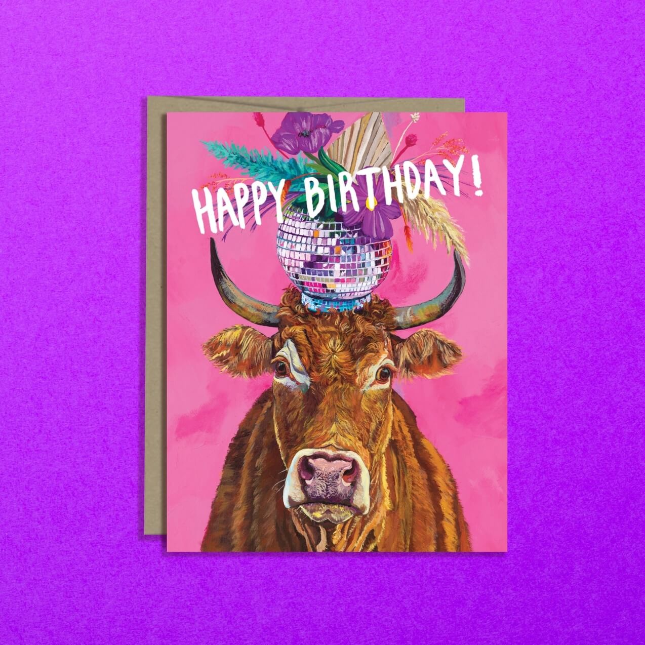 Happy Birthday Card + Disco Cow by Stationery Bakery