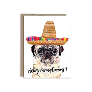 Fiesta Pug Birthday Card  by Stationery Bakery