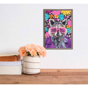 Groovy Raccoon Mini Framed Canvas Print by Stationery Bakery