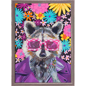 Groovy Raccoon Mini Framed Canvas Print by Stationery Bakery