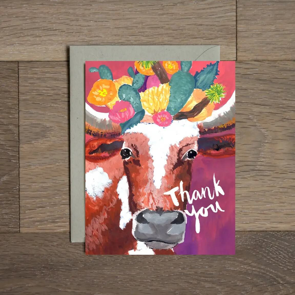 Thank You Card + Longhorn by Stationery Bakery