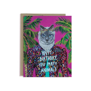 Happy Birthday You Party Animal - Cat Card by Stationery Bakery