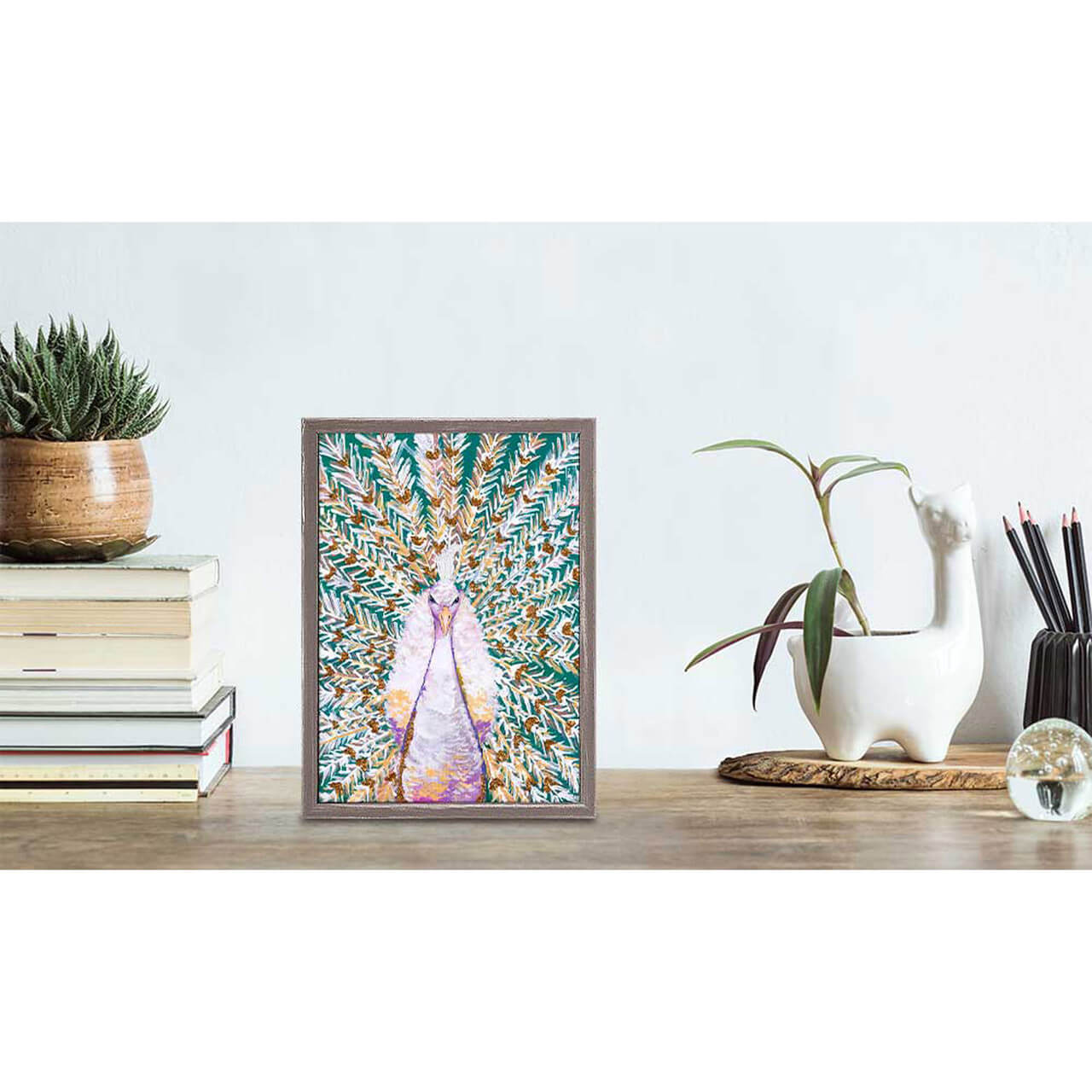 Fanned Feathers Mini Framed Canvas Print by Stationery Bakery