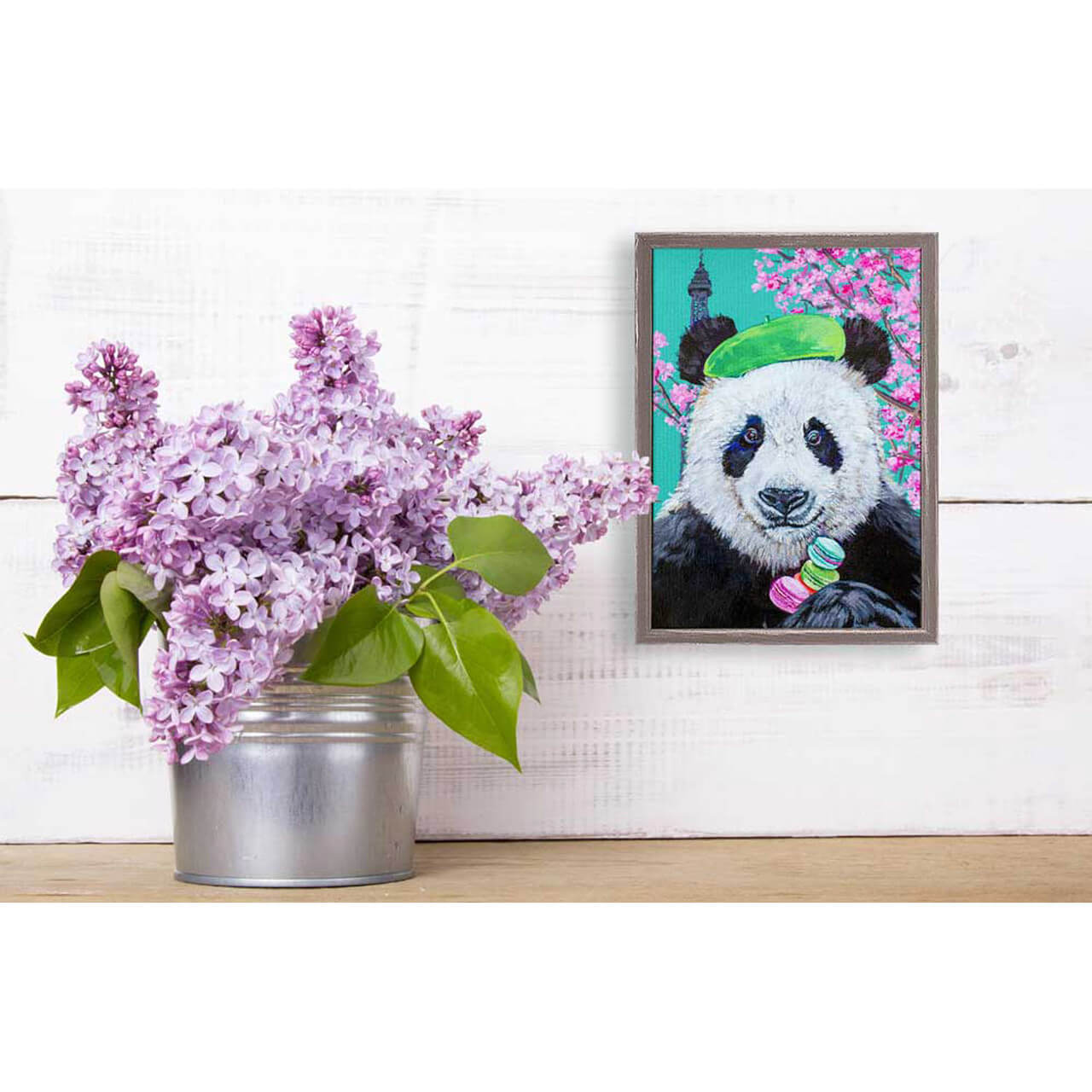 French Panda Mini Framed Canvas Print by Stationery Bakery