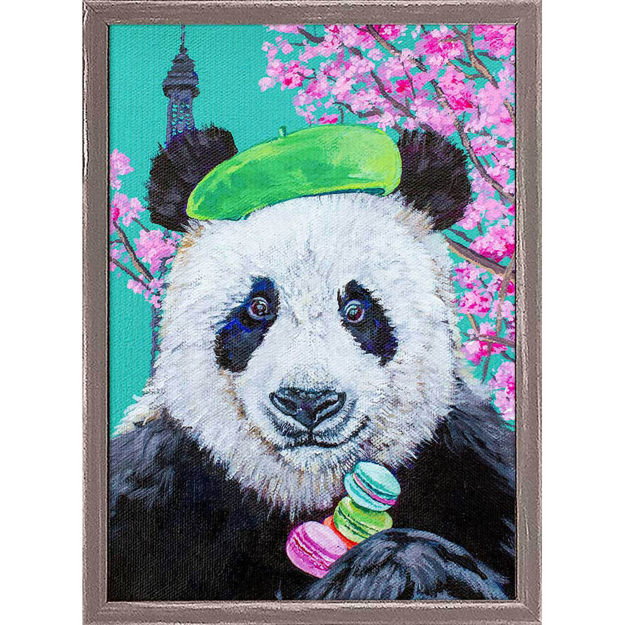 French Panda Mini Framed Canvas Print by Stationery Bakery