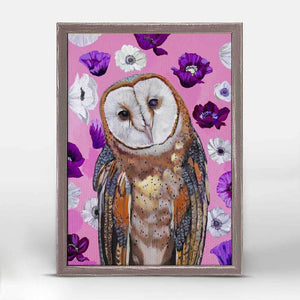 Owls with Blossoms  Mini Framed Canvas Print by Stationery Bakery