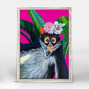 Tropical Spider Monkey Mini Framed Canvas Print by Stationery Bakery