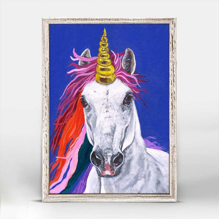 Unicorn Power Mini Framed Canvas Print by Stationery Bakery