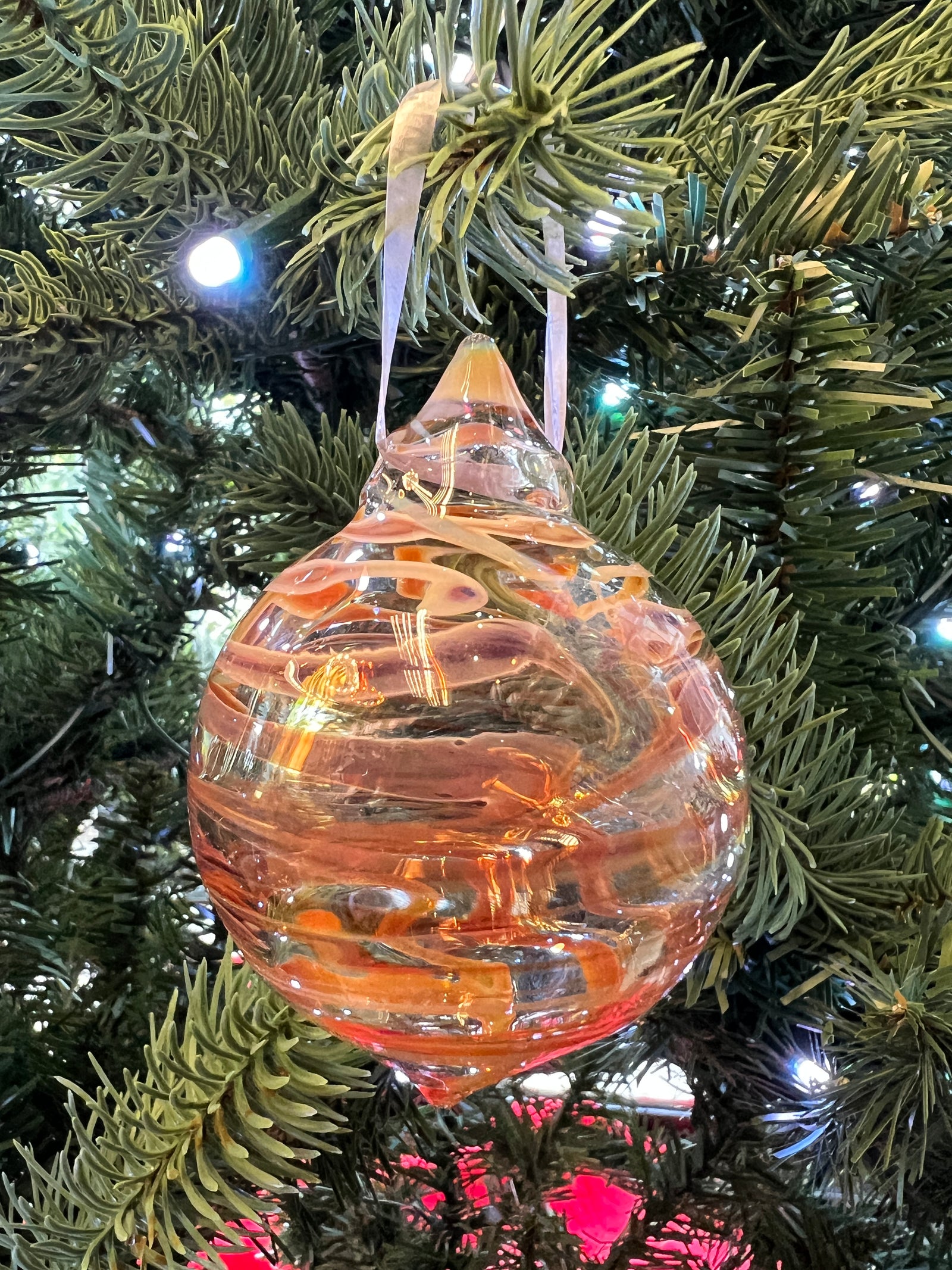 Amber Rake Glass Christmas Ornament by Steve Vaught