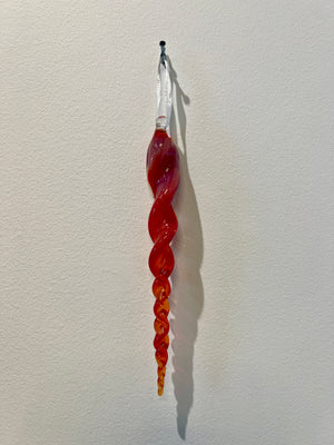 Pink Fade Icicle Glass Christmas Ornament by Steve Vaught