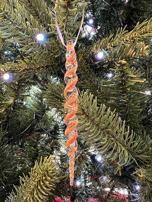 Pink Twist Icicle Glass Christmas Ornament by Steve Vaught