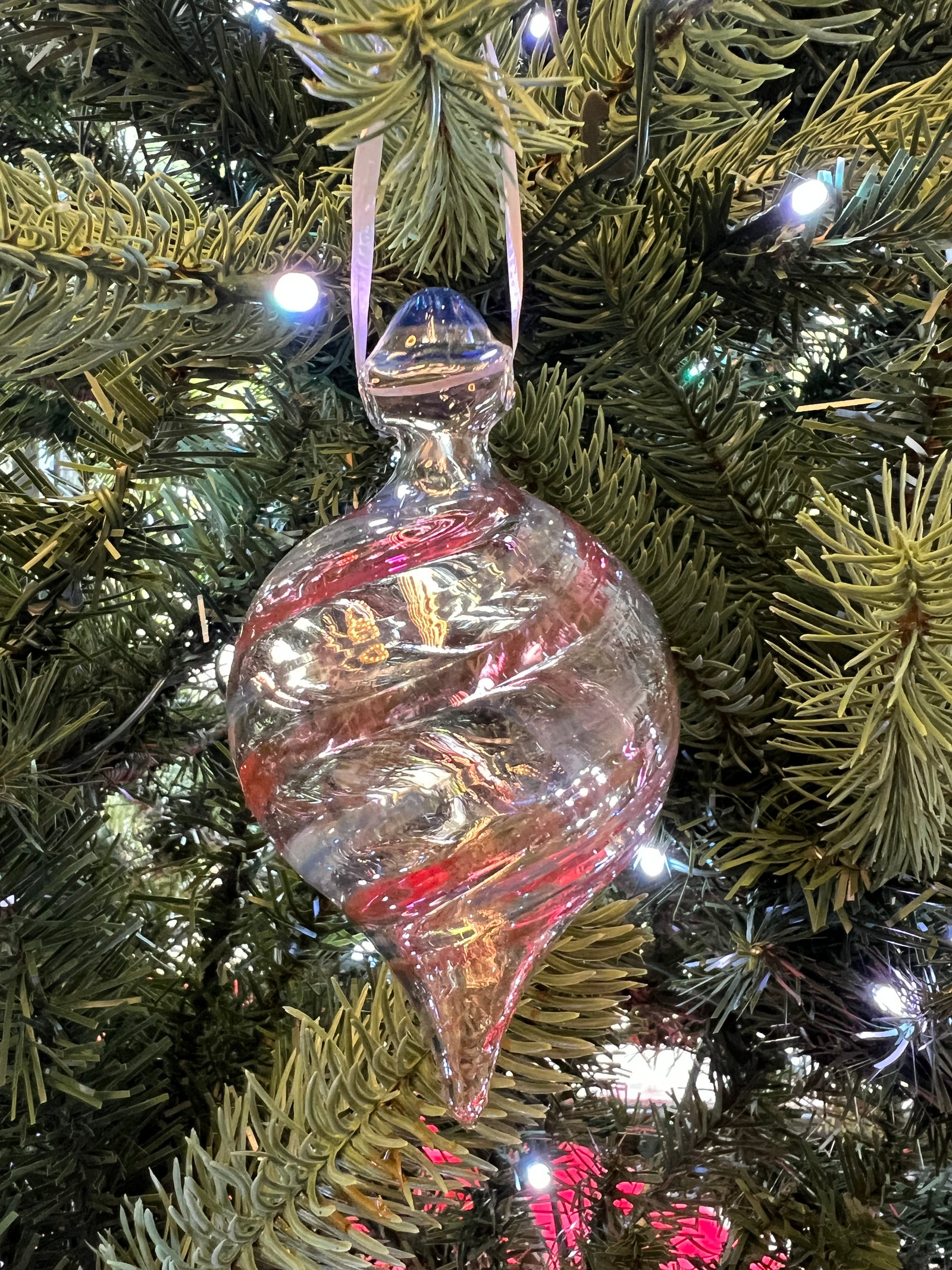 Pink Swirl Glass Christmas Ornament by Steve Vaught