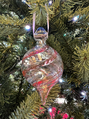 Pink Swirl Glass Christmas Ornament by Steve Vaught