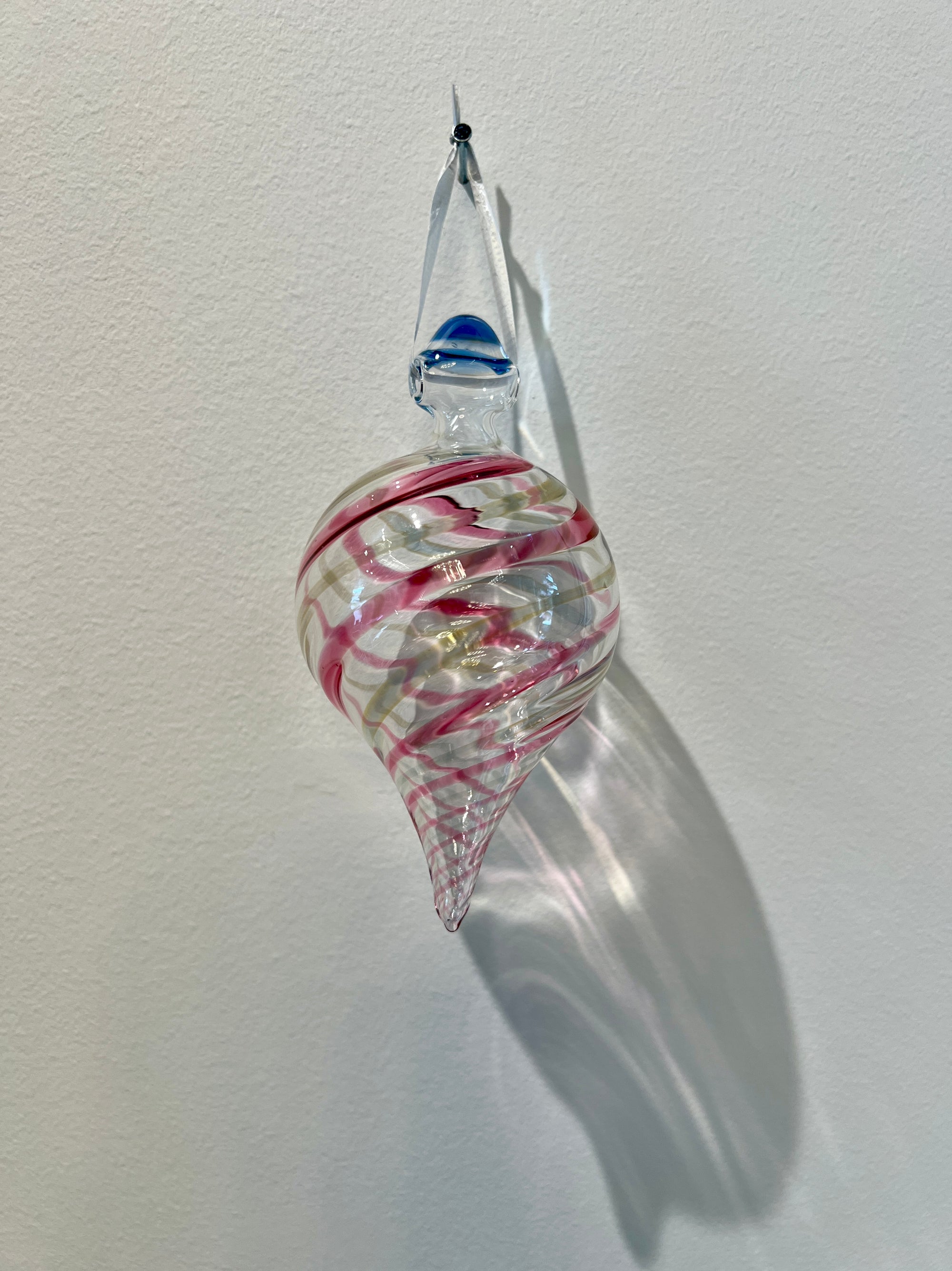 Pink Swirl Glass Christmas Ornament by Steve Vaught