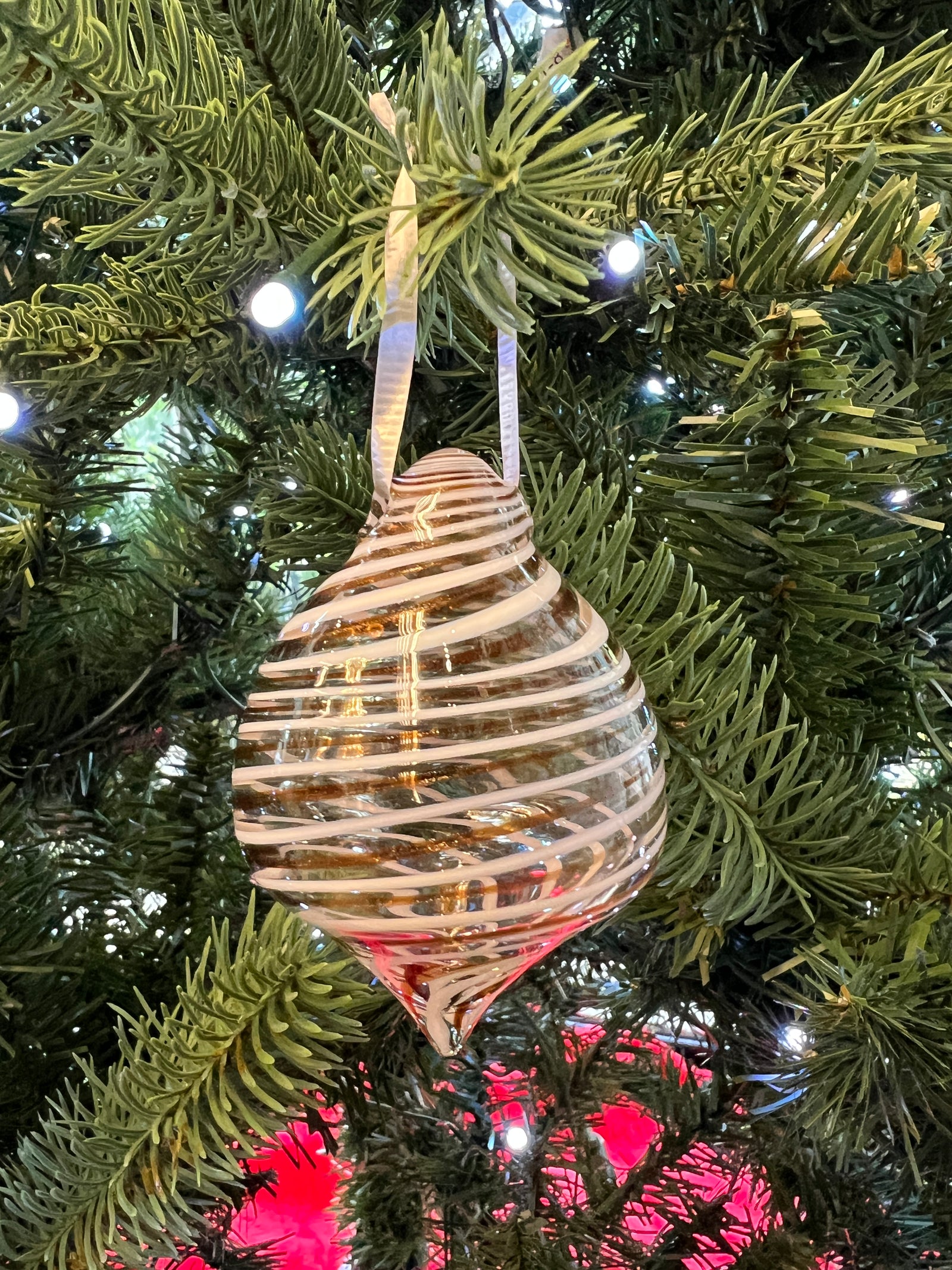 White Swirl Glass Christmas Ornament by Steve Vaught