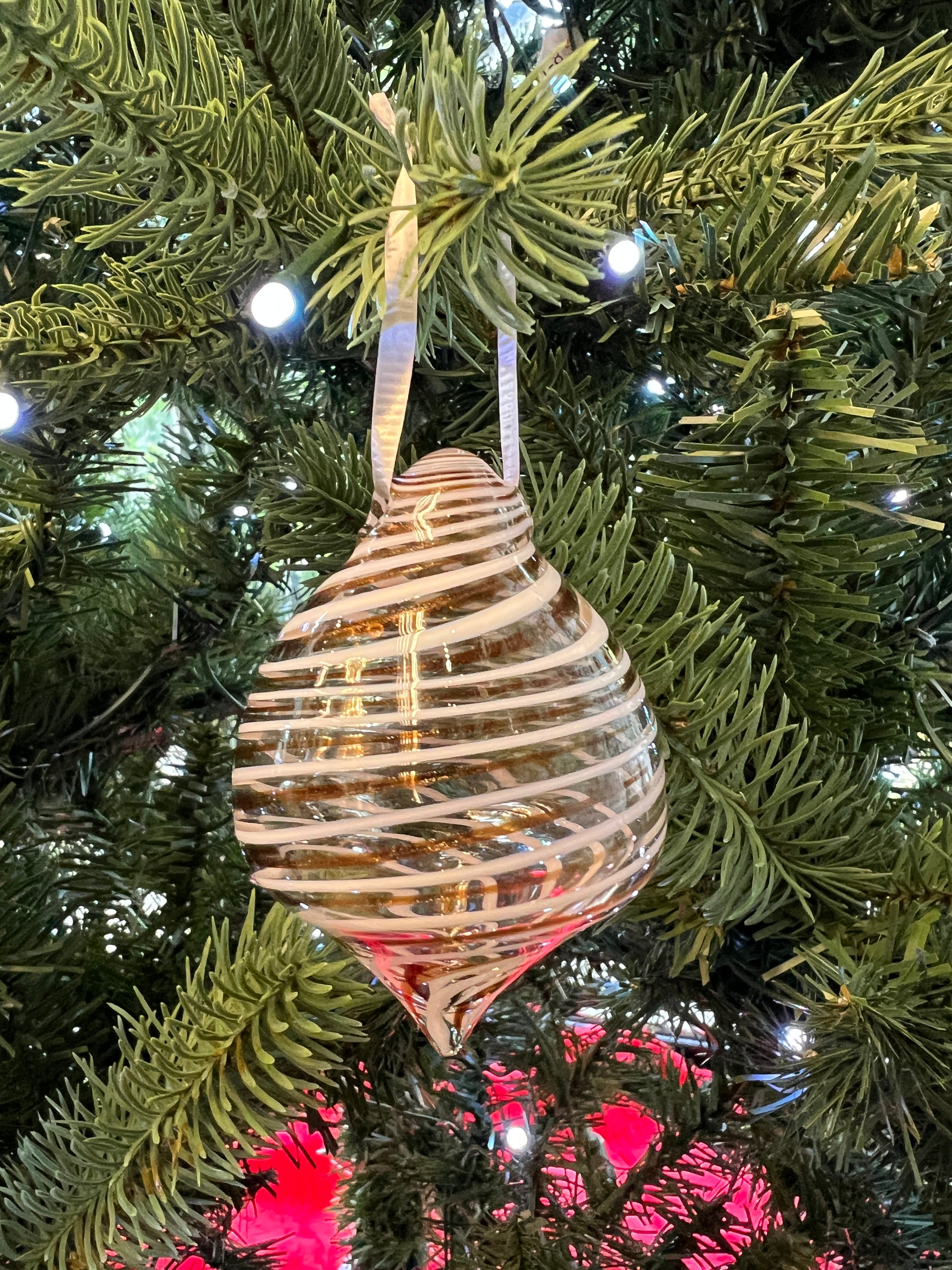 White Swirl Glass Christmas Ornament by Steve Vaught