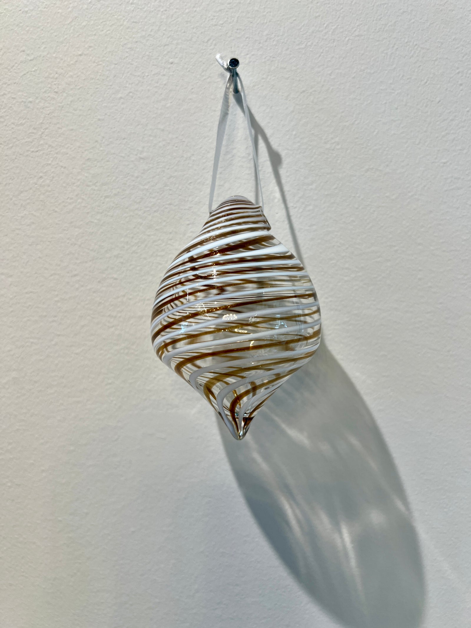 White Swirl Glass Christmas Ornament by Steve Vaught