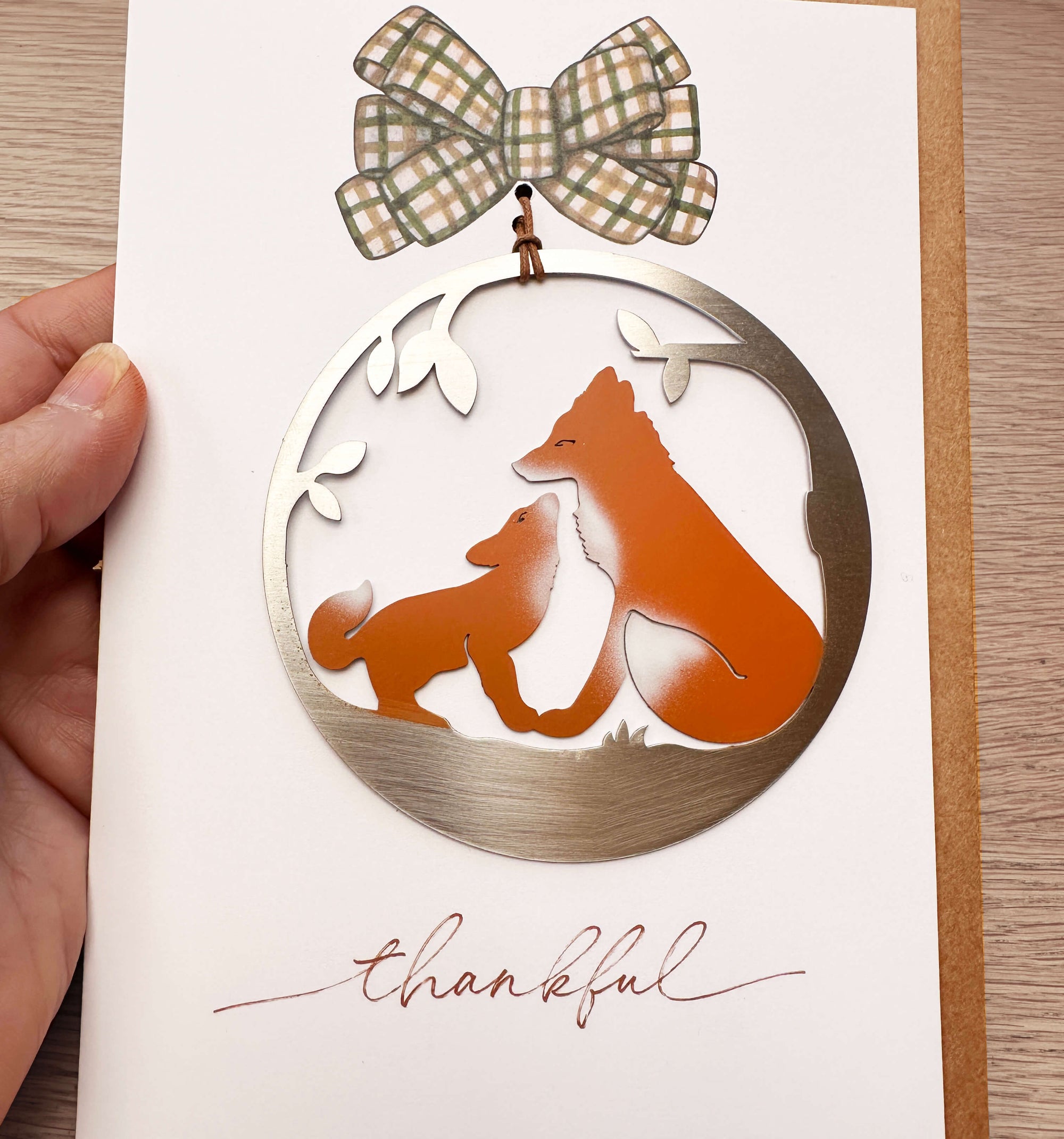 Thankful Card with Fox Ornament by Authenticaa