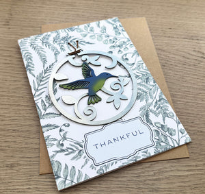 Thankful Card with Hummingbird Ornament by Authenticaa