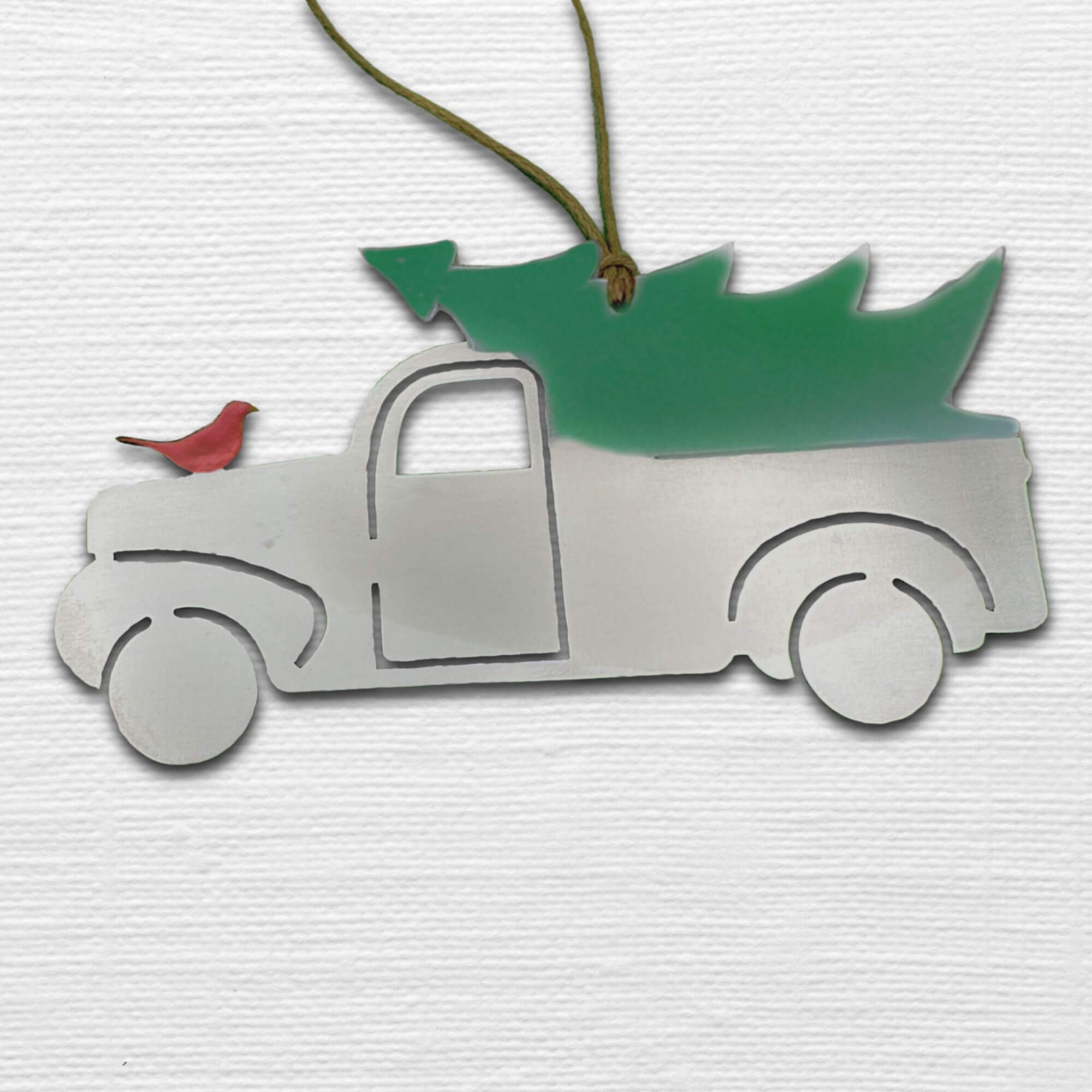 Happy Holidays Card with Vintage Truck Ornament by Authenticaa