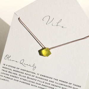 Olive Quartz Pentagon + Silk Necklace by VIBE