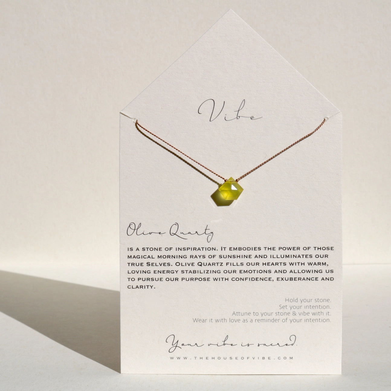 Olive Quartz Pentagon + Silk Necklace by VIBE