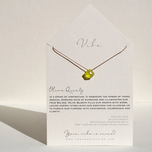 Olive Quartz Pentagon + Silk Necklace by VIBE