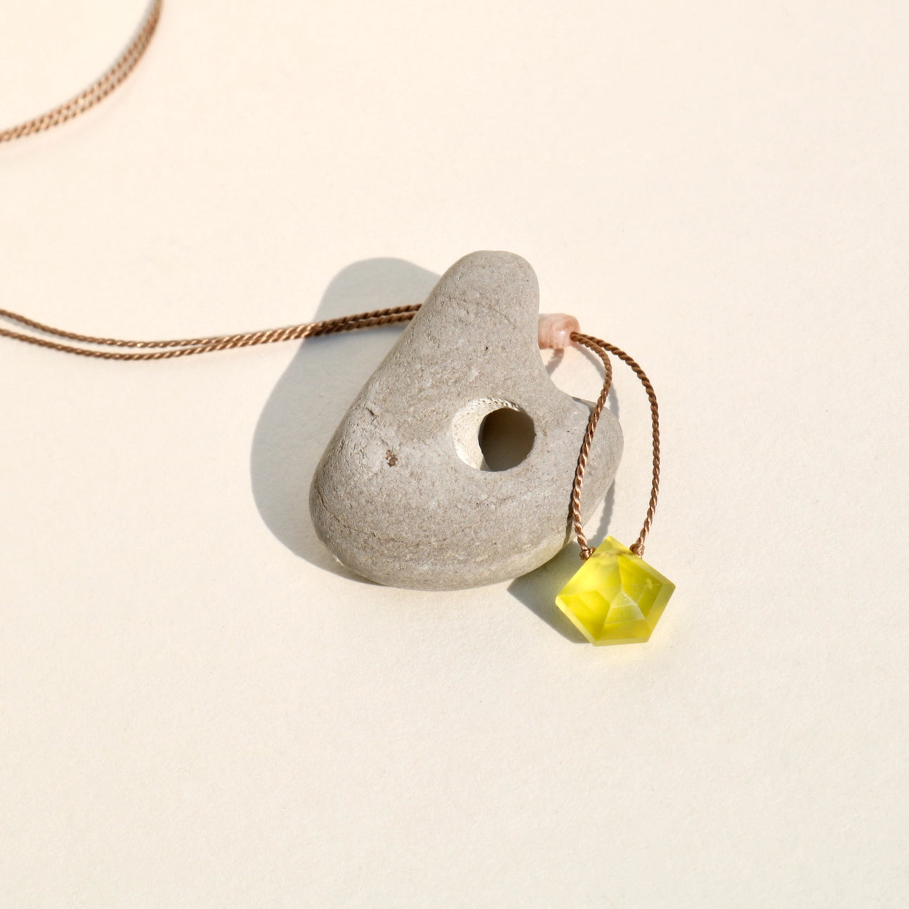 Olive Quartz Pentagon + Silk Necklace by VIBE