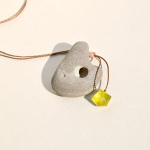 Olive Quartz Pentagon + Silk Necklace by VIBE