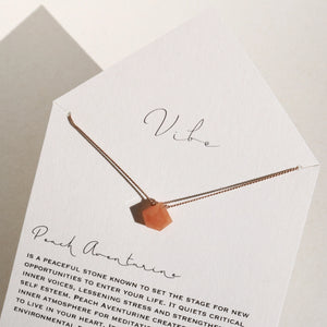 Peach Aventurine Pentagon + Silk Necklace by VIBE
