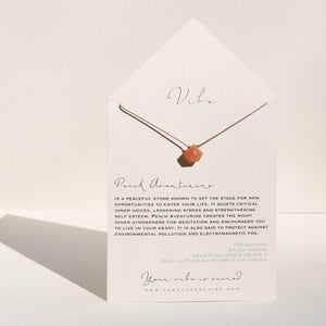 Peach Aventurine Pentagon + Silk Necklace by VIBE