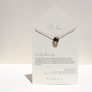 Smoky Quartz Pentagon + Silk Necklace by VIBE