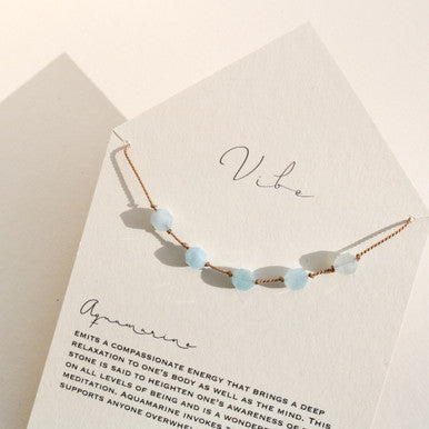 Aquamarine + Silk Necklace by Vibe