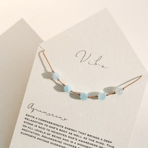 Aquamarine + Silk Necklace by Vibe