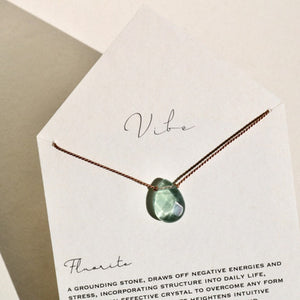 Green Fluorite + Silk Necklace by VIBE