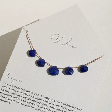 Lapis + Silk Necklace by VIBE + 5 Stones