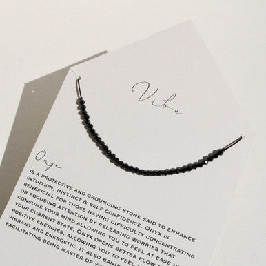 Onyx Beaded + Silk Necklace by VIBE