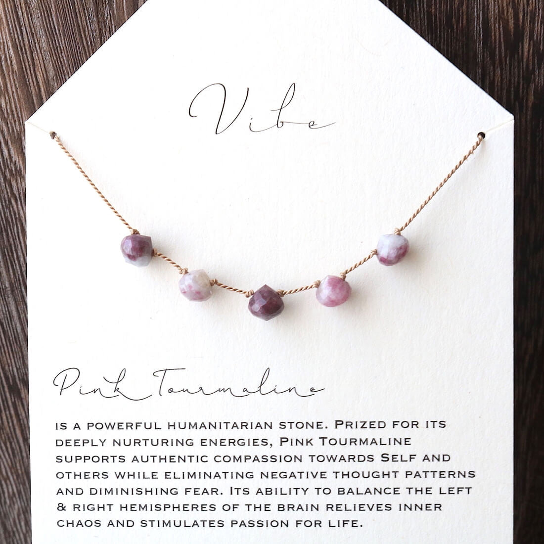 Pink Tourmaline 5 Crystal Necklace by VIBE