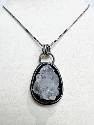 Quartz Crystal Cluster and Sterling Silver Necklace by Zach Wright