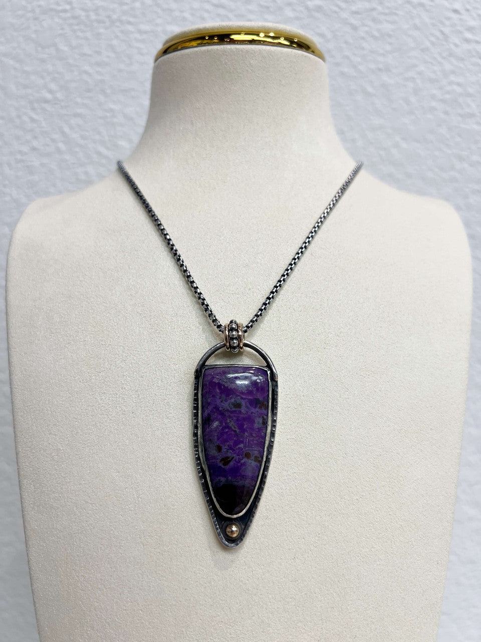 Rare Sugilite Necklace with Sterling Silver and Gold by Zach Wright