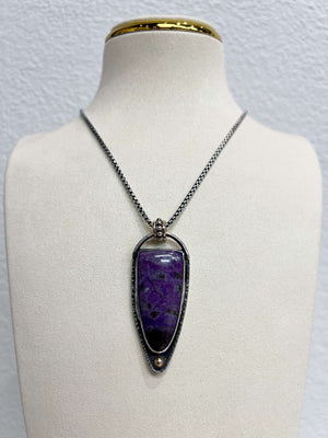 Rare Sugilite Necklace with Sterling Silver and Gold by Zach Wright