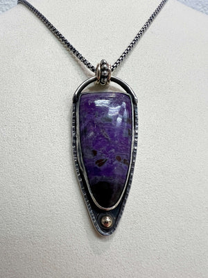 Rare Sugilite Necklace with Sterling Silver and Gold by Zach Wright