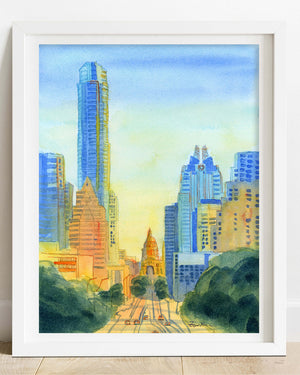 Downtown Sunset in Austin Tx  Print by Zoee Xiao