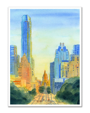 Downtown Sunset in Austin Tx Print by Zoee Xiao + 11"x14"