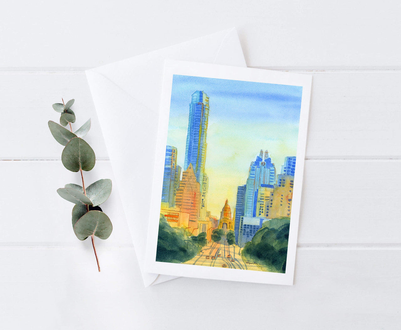 Downtown Austin Tx Sunset Greeting Card by Zoee Xiao