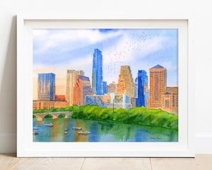 Downtown Austin - Sunset Print by Zoee Xiao