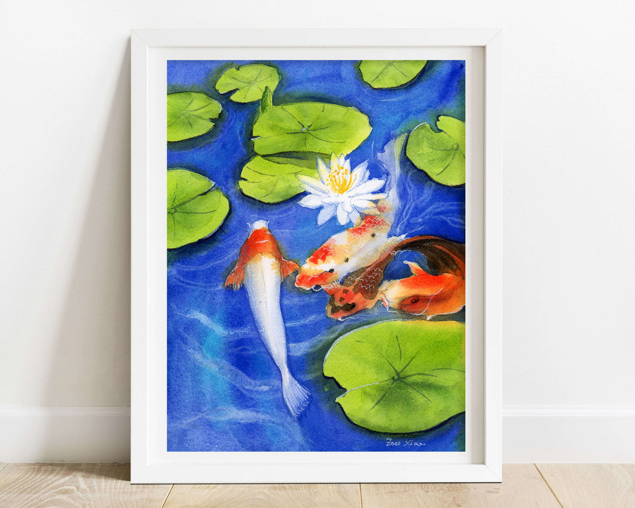 Koi Fish Lily Pond Print by Zoee Xiao + 11"x14"