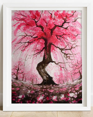 Pink Rain Print by Zoee Xiao + 11"x14"