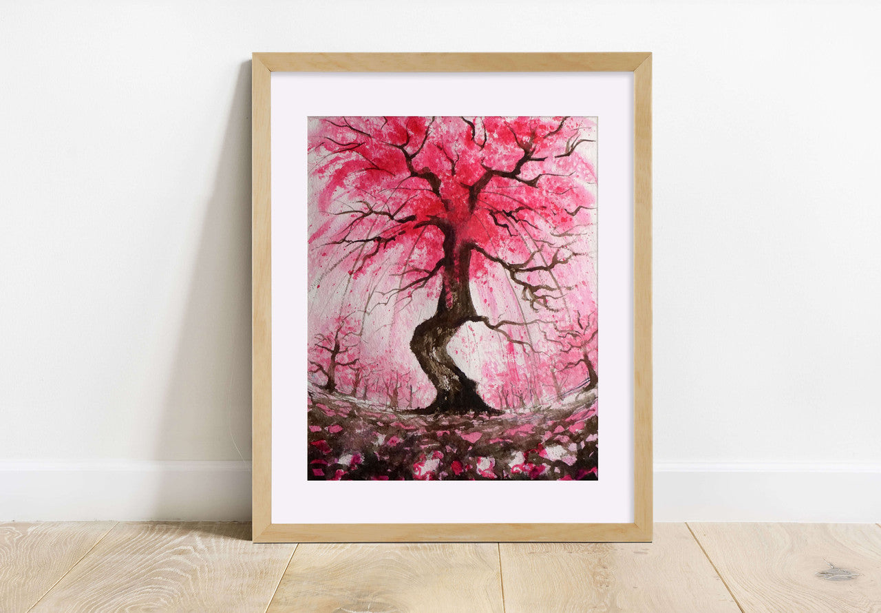 Pink Rain Print by Zoee Xiao + 11"x14"