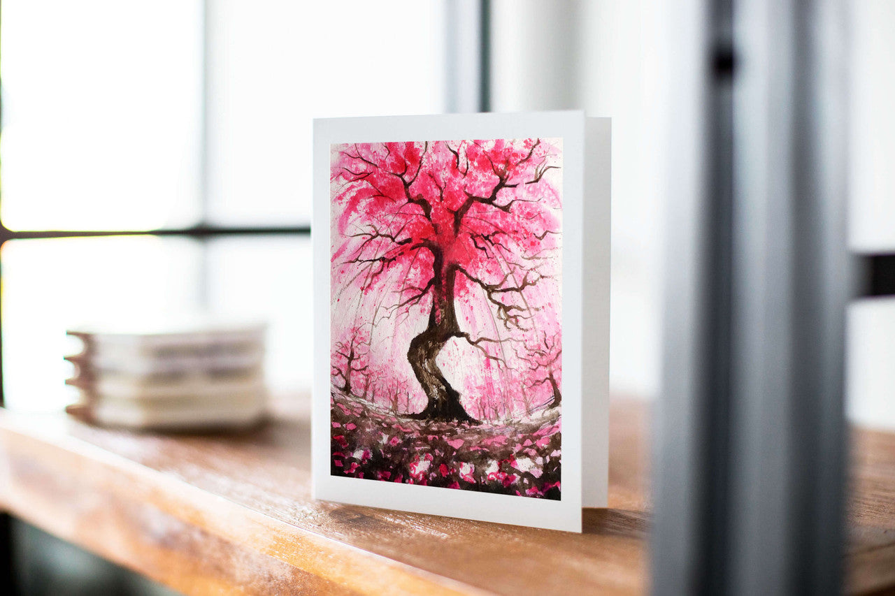 Pink Rain Greeting Card by Zoee Xiao